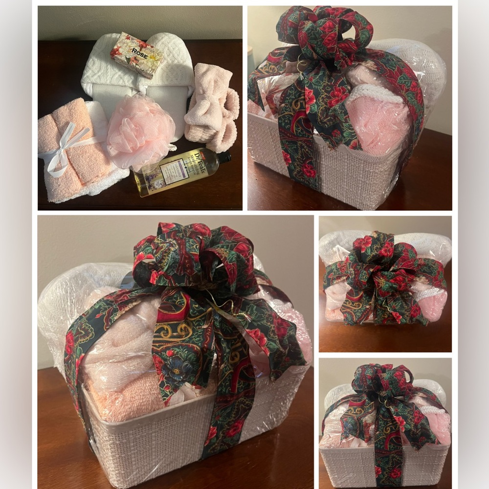 Women's Self Care Gift Basket For The Holidays 10 piece packaged with ribbon